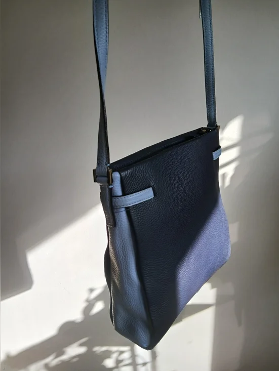 Kate Spade- Navy Blue/Light Blue-Two-toned-Pebbled Leather-Crossbody Bag - Picture 5 of 15